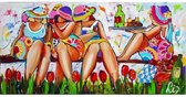 Schilderen op Nummer Set Volwassenen - 80 x 40 cm - Dikke Dames - Picknick - Zonder frame