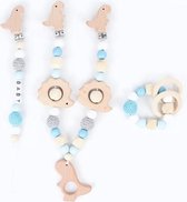 Baby Gift Set Wooden Teeth Pacifier Chain and Buggy Chain