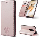 Oneplus 8 Hoesje met Anti Skim Bescherming - Pasjes Bookcase RFID Beschermd Cover - Roze