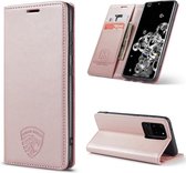 Hoesje Geschikt voor Samsung S20 Ultra met Anti Skim Bescherming - Pasjes Bookcase RFID Beschermd Cover - Roze