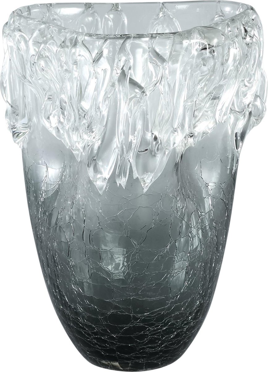 PTMD Yula Vaas - 20 x 20 x 28 cm - Glas - Grijs - Bombey Icicle - Grijs
