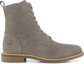 Travelin' Montalivet Nubuck - Dames Veterschoenen met rits - Leren enkellaarzen - Grijs Leer - Maat 38