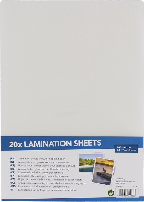 20 feuilles de plastification/ format A4/ pochettes de Housses de laminage.