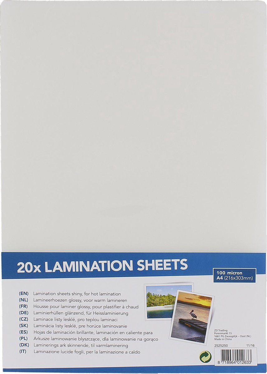 20 feuilles de plastification/ format A4/ pochettes de Housses de laminage.  | bol