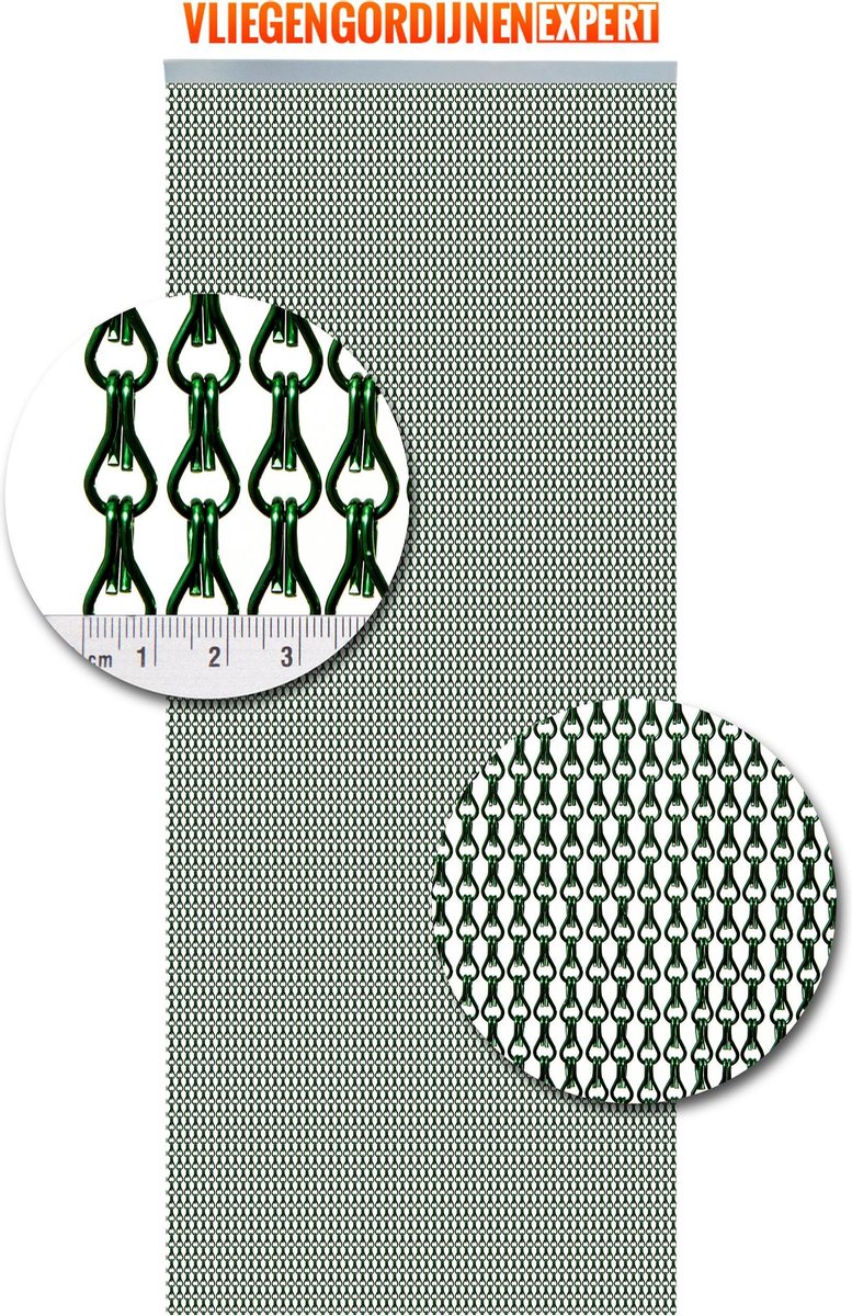 Vliegengordijnenexpert - Vliegengordijn - 90x210 cm - aluminium groen