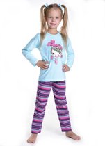 Kinderpyjama Taro Mia blauw met opdruk en gestreepte broek - 98