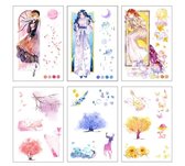 decoratieve stickers | washi stickers | waterverf -  figuren | 10 cm x 15 cm