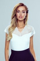 Eldar Kornela elegante damesblouse met kanten inzet op de halslijn licht ecru 3XL