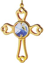 Pendentif croix figurine plaquée or 24 carats avec cristal Swarovski