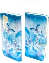 Huawei P30 Pro Blauw Print Portemonnee Wallet Case -TPU  hoesje met pasjes Flip Cover - Boek  beschermend Telefoonhoesje