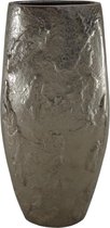 Vase ovale nickel brut 45cm haut 20cm large aluminium