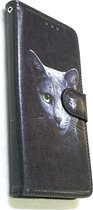 Huawei P40 Zwart kat Print Portemonnee Wallet Case -TPU  hoesje met pasjes Flip Cover - Boek  beschermend Telefoonhoesje