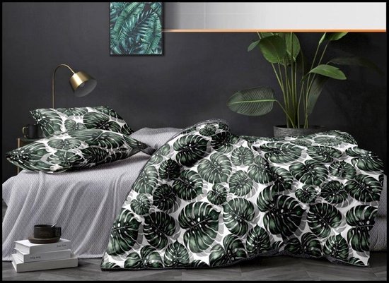 Luxe de lit de luxe - Limited - Beddengoed coton 160x200 4 parties -  Feuilles Vert -... | bol.com