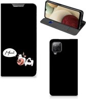 Telefoon Hoesje Samsung Galaxy A12 Flipcover Cow Gepersonaliseerd Cadeau