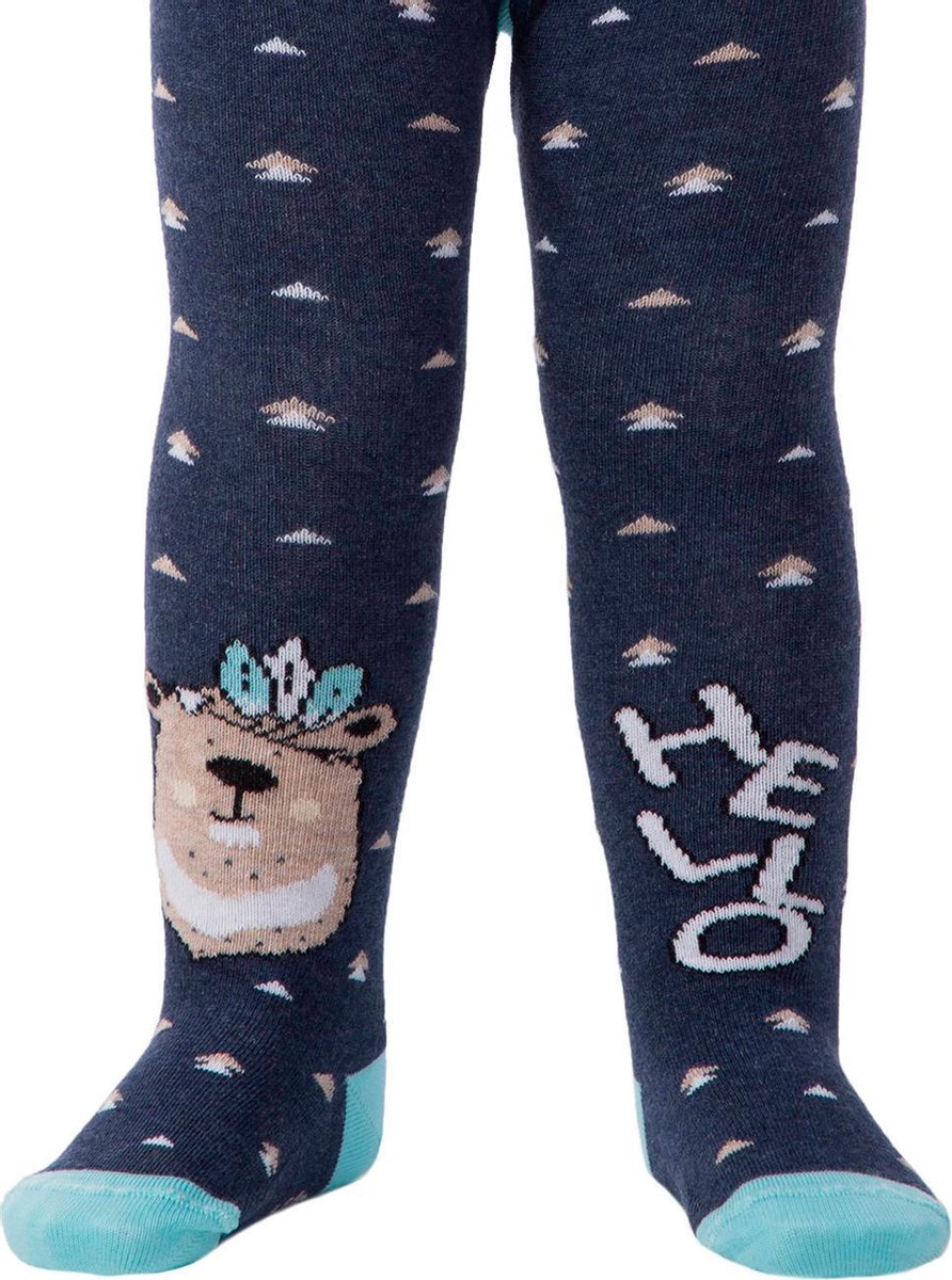 Babymaillot beertje patroon, tekst HELLO, donkerblauw, maat 104-110 (zoollengte16 cm).