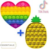 ESSENTIALS73 Pop iT Fidget Set: Hart Regenboog + Ananas - Rainbow - Pineapple - Tiktok