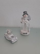 Kerstbeelden met led licht- 2 stuks