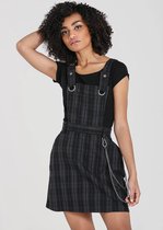 Hell Bunny Storm Pinafore 80's Jurk Grijs