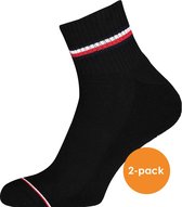 Tommy Hilfiger Iconic Quarter Socks (2-pack) - heren sneaker sportsokken katoen - zwart - Maat: 47-49