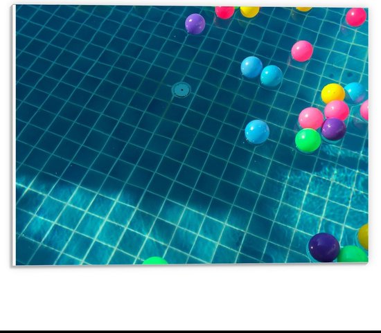Forex - Zwembad met Gekleurde Balletjes - 40x30cm Foto op Forex
