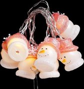 10led Sneeuwman 6cm Wit Roze L165cmexcl 2 Aa Batt - In Pvc Doos - Plastic