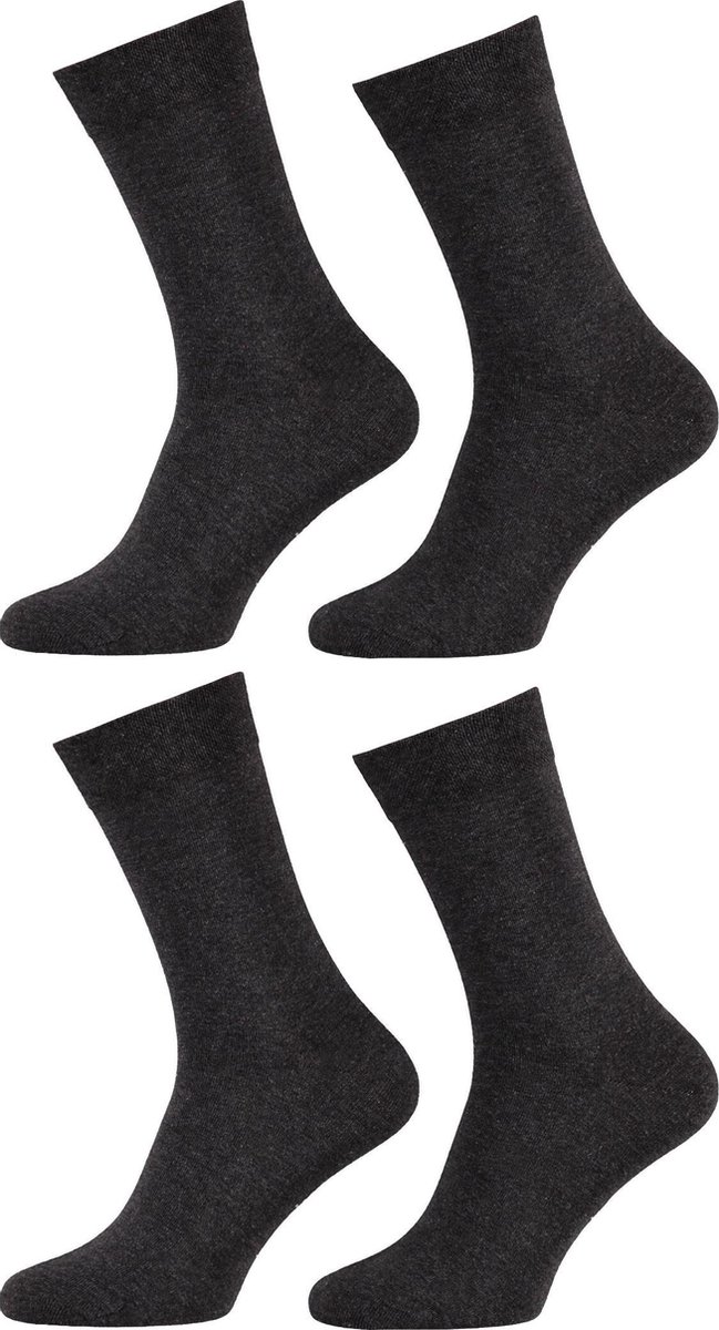 Premium Sokken Heren Sokken Dames 4 paar - Antraciet - Naadloze Sokken Heren Sokken Dames - Maat 39/42