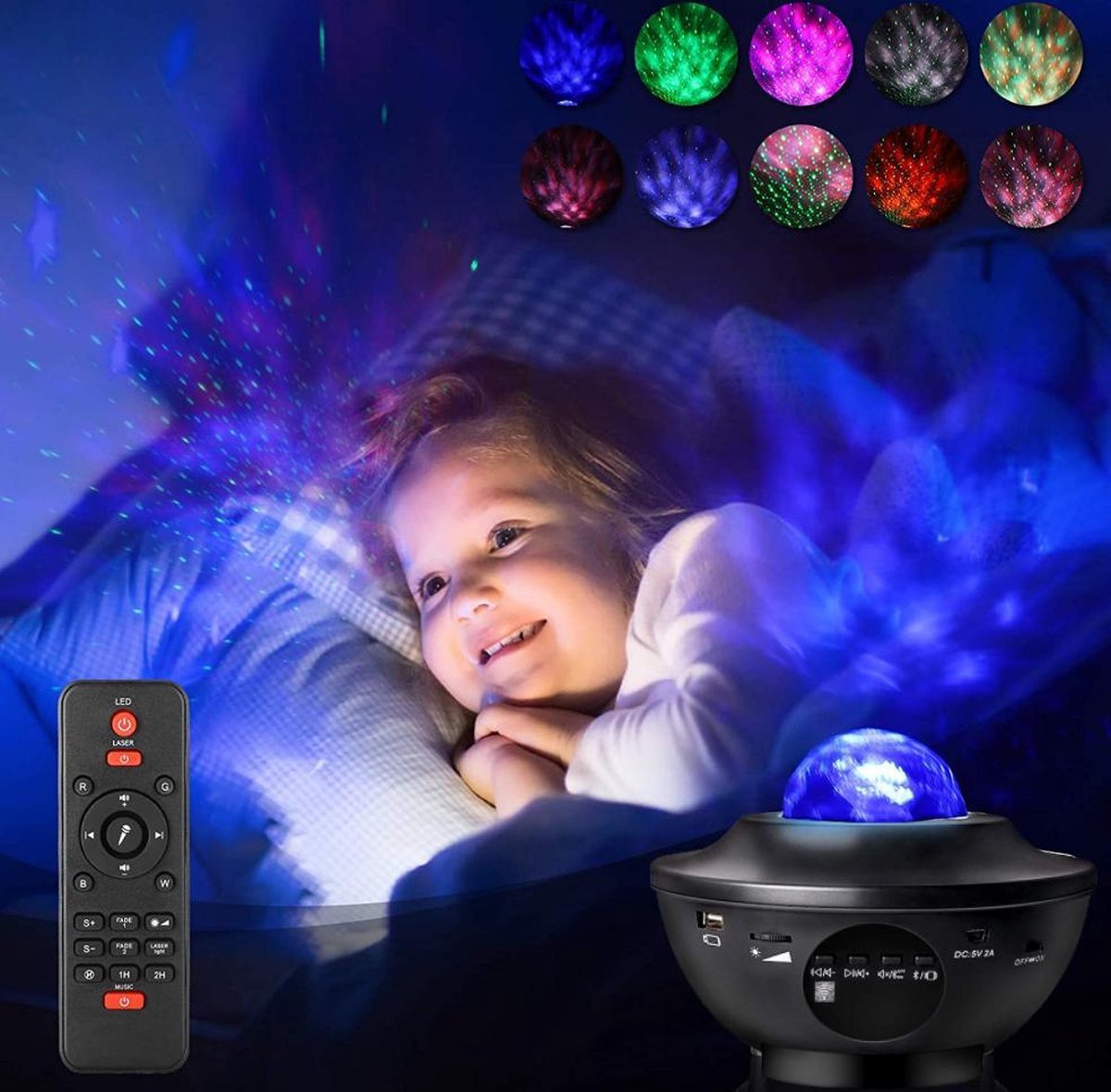 Sterren projector - Galaxy Projector - Sterrenhemel - Star Projector- Nachtlamp - Muziek Box - Bluetooth - USB - Zwart