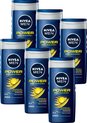 NIVEA MEN Power Refresh Douchegel 3-in-1 Douchemiddel - 6x 250 ml - voordeelverpakking