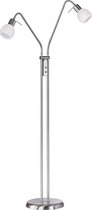 LED Vloerlamp - Nitron Besina - E14 Fitting - 2-lichts - Flexibele Arm - Rond - Mat Nikkel - Aluminium