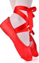 KDA Sports Balletschoenen met linten en splitzool - Satijn Rood - maat 25