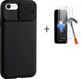GSMNed – iPhone 7/8 Zwart  – hoogwaardig siliconen Case Zwart – iPhone 7/8 Zwart – hoesje voor iPhone Zwart – shockproof – camera bescherming – met screenprotector iPhone 7/8