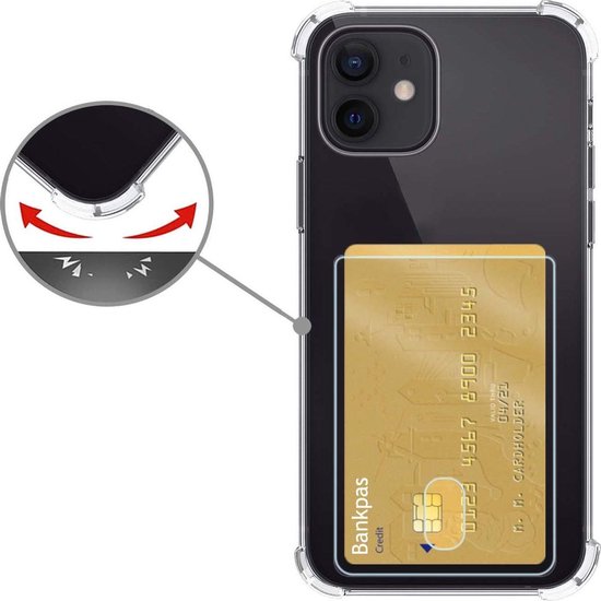 Étui pour iPhone 12 Mini avec porte-cartes Transparent - Étui pour Mini cartes pour iPhone 12 Extra Strong - Mini cartes pour iPhone 12 Antichoc - Transparent