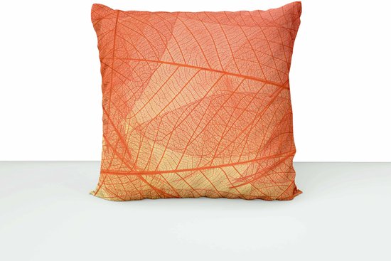 Huisje Er is een trend Moedig Kussenhoes - Oranje - bladnerf - Woon accessoire - 60 x 60 cm | bol.com