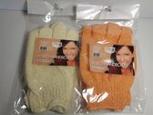 Set 2 pakjes washandjes handschoen Geel en Oranje  (2x2=4)  Massage / lichte scrub