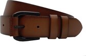 Leren Riem Cognac - maat: 120 - Totale Lengte riem 135 cm - Donkere Gesp - 3.8 cm Breed - Brede Riem - Jeansriem - Trendy riem