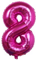 Folieballon / Cijferballon Roze XL - getal 8 - 82cm