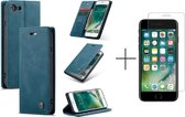 Luxe PU leren Bookcase voor Apple iPhone 8 | iPhone 7 | SE 2020 | Lederen Wallet Case | Blauw + 1x screenprotector