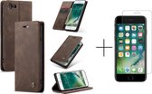 Luxe PU leren Bookcase voor Apple iPhone 8 | iPhone 7 | SE 2020 | Lederen Wallet Case | Bruin + 1x screenprotector