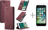 Luxe PU leren Bookcase voor Apple iPhone 8 | iPhone 7 | SE 2020 | Lederen Wallet Case | Rood + 1x screenprotector