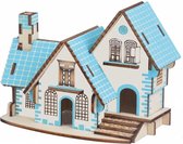 Bouwpakket 3D Puzzel Villa Blauw- klein van hout