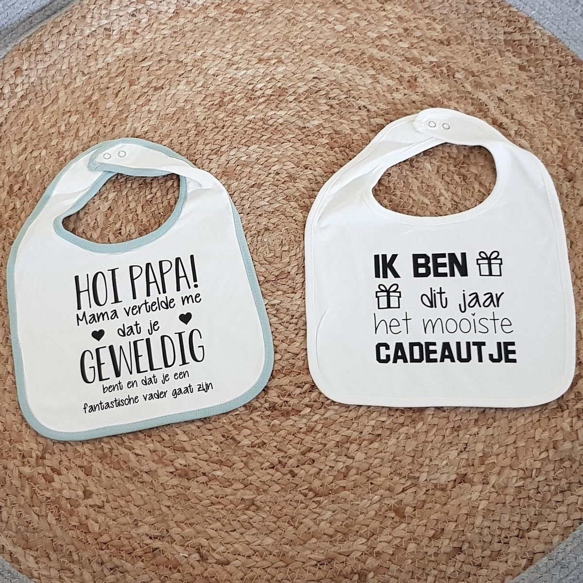 Goedkoopste Babyslabbetje baby slab Met Tekst - Bekendmaking Zwangerschap cadeau set aankondiging geboorte zwangerschapsaankondiging hoi papa mama opa en oma oom tante bekend maken geslacht voor jongen of meisje bekendmaken eerste vaderdag