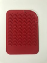 Hittemat - Hittebestendige mat - Siliconen mat - Mat voor krultang/stijltang/föhn - Anti-slip - Kappers benodigdheden - Oprolbare mat - Verkrijgbaar in 5 kleuren - Rood