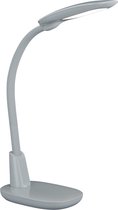 LED Bureaulamp - Tafelverlichting - Trion Grino - 9W - Dimbaar - USB Oplaadbaar - Mat Grijs - Kunststof - BES LED