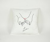Kussensloop Liefde Pinky Swear - Belofte Hartje - Sierkussen - Valentijn / Samenwonen - Decoratie - 45x45cm - Exclusief Vulling - PillowCity