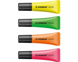 Surligneur STABILO NEON - Cas 4 couleurs