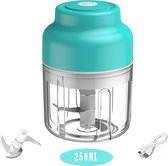 Oplaadbare blender to go - USB Mini Blender - Hakmolen - Chopper - Hakmolen Electrisch - 250 ml - Blender Smoothie - Mini Blender voor onderweg - Blauw
