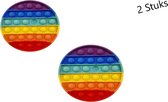 POP IT® Fidget Pop it Toy - Regenboog Rond - Anti Stress - 2 Stuks