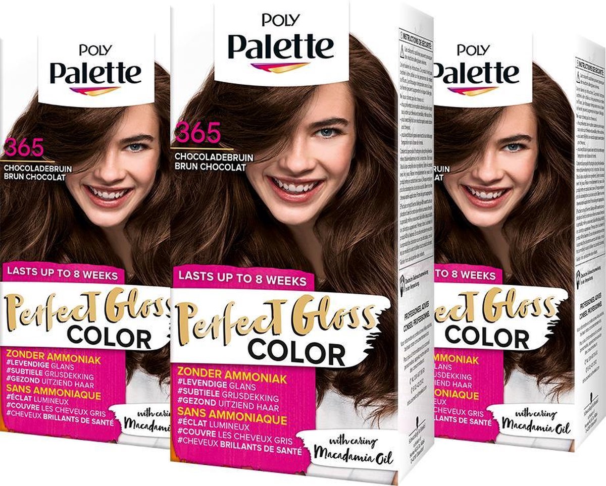 Poly Palette - Perfect Gloss - 365 Pure Chocolade - Semi-permanente haarverf - Haarkleuring - 3 stuks