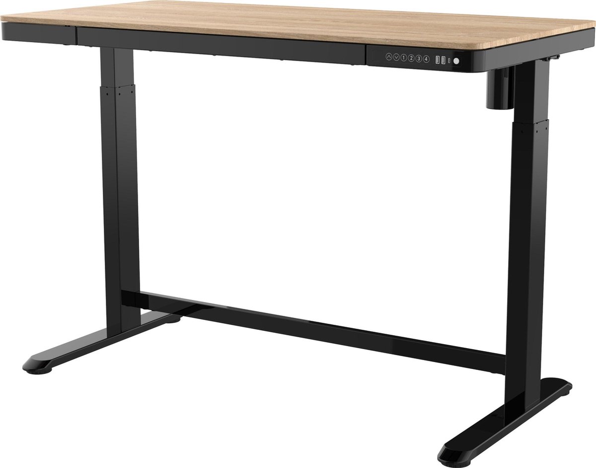 OrangeLabel Zit-Sta Werkplek Zwart 120cm Whitewash eiken Elektrisch Verstelbaar