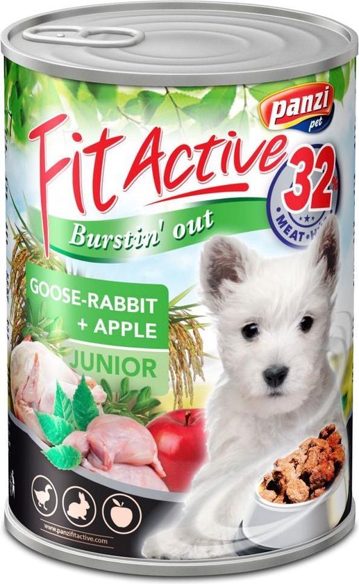 Fit Active - Hondenvoer - Blikvoer - Natvoer - Junior - Goose & Rabbit - 10 x 415g